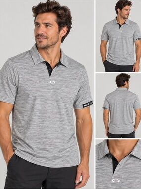 Oakley Gray Heather Performance Golf Polo Shirt Men’s 2XL Regular Fit